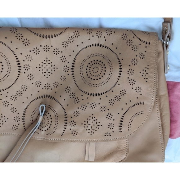 Nardelli Italian Leather Tan Perforated Satchel - Picture 6 of 15